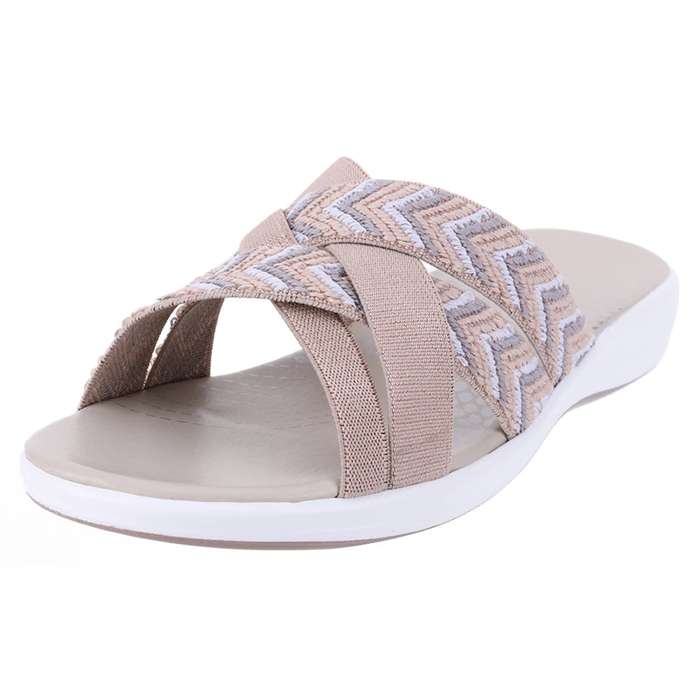 Women Slide Sandals Cross Strap Comfort