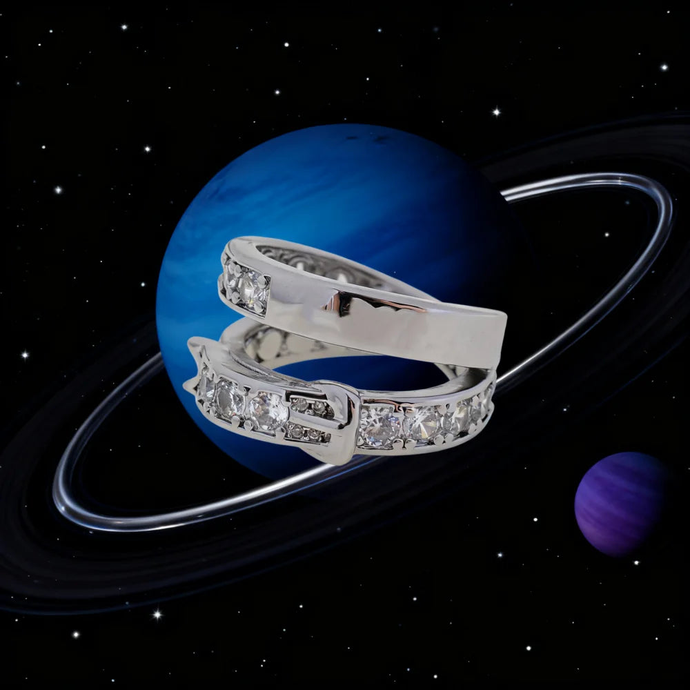 925 Pure Silver Letter Ring Double Loop For Couples
