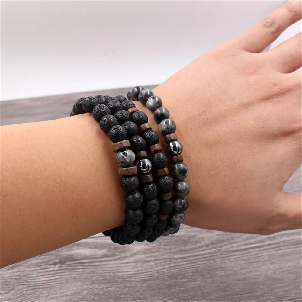 Volcanic Stone Bracelet For Men Women Tibetan Buddha