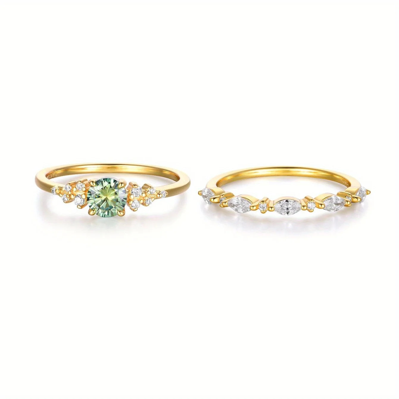 925 Silver Moissanite Ring Set Wedding Jewelry