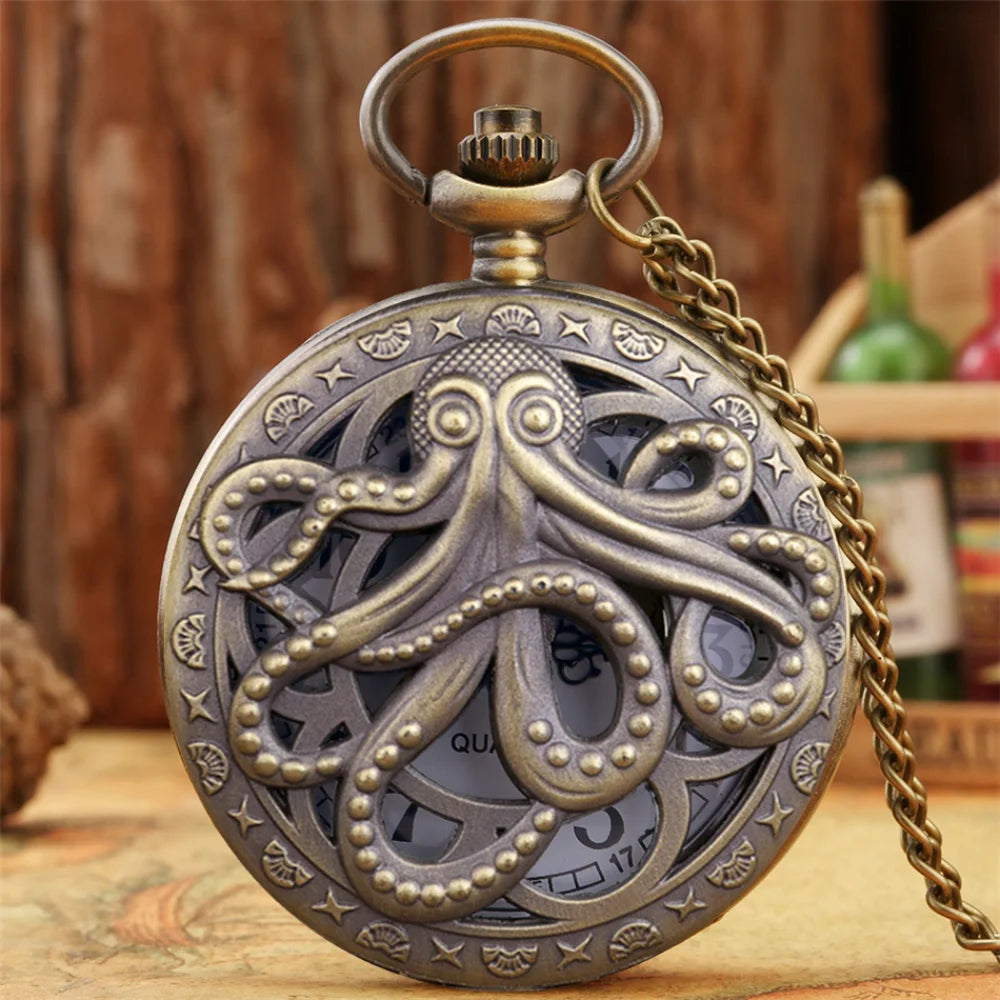 Watch Chain Vintage Octopus Pattern Quartz Pocket