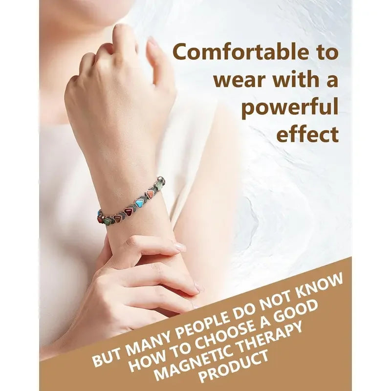 Copper Magnetic Bracelet For Women With Turquoise Stones