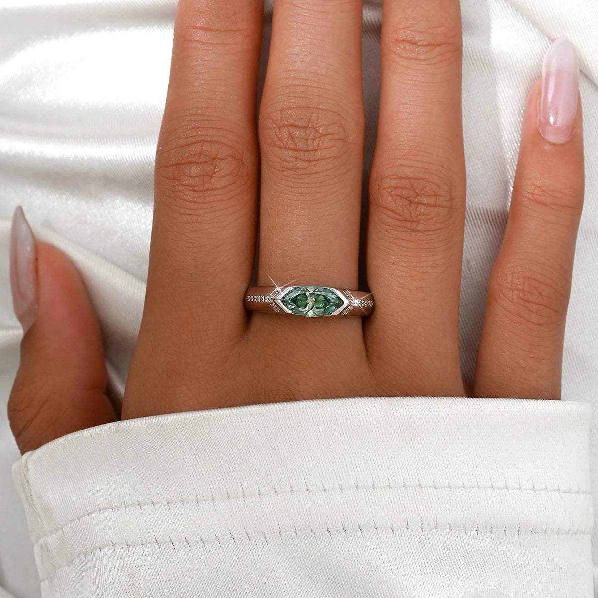 Sterling Silver 925 Moissanite Marquise Ring 1 Carat