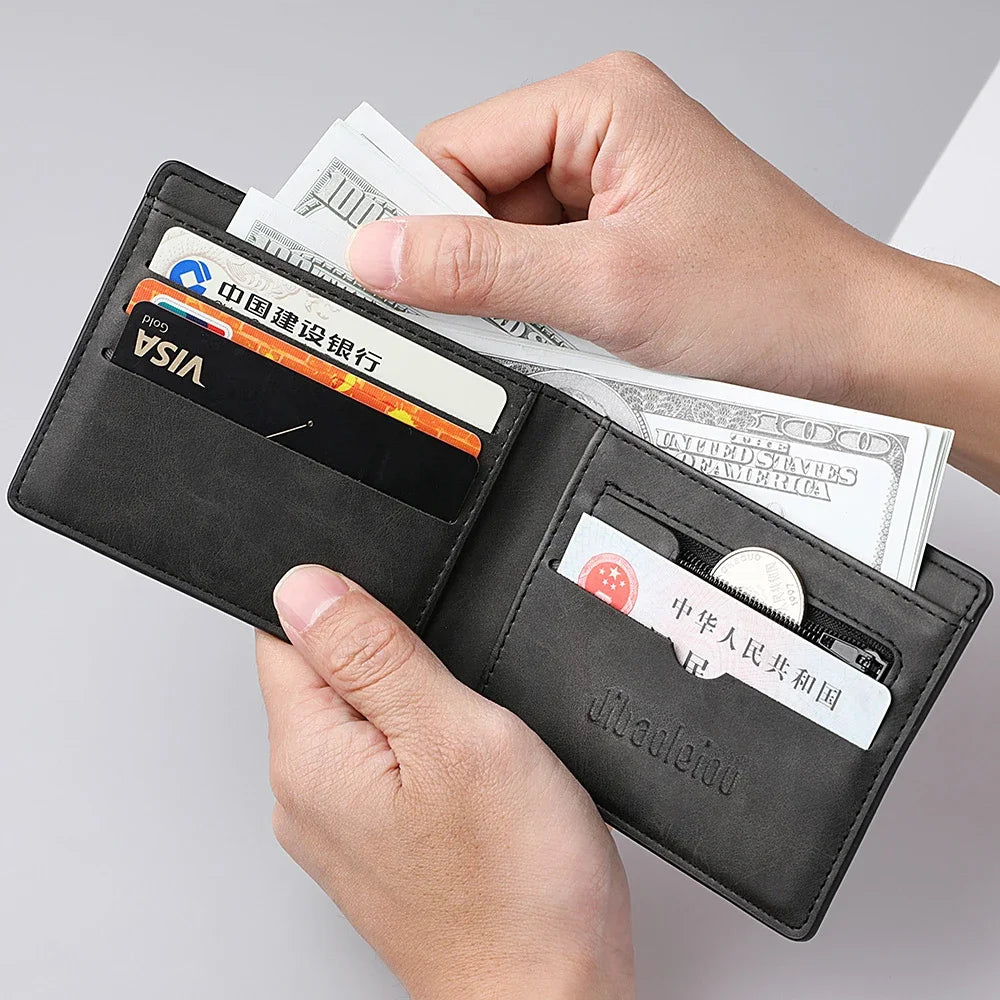 Leather Wallet With Zipper Coin Pocket