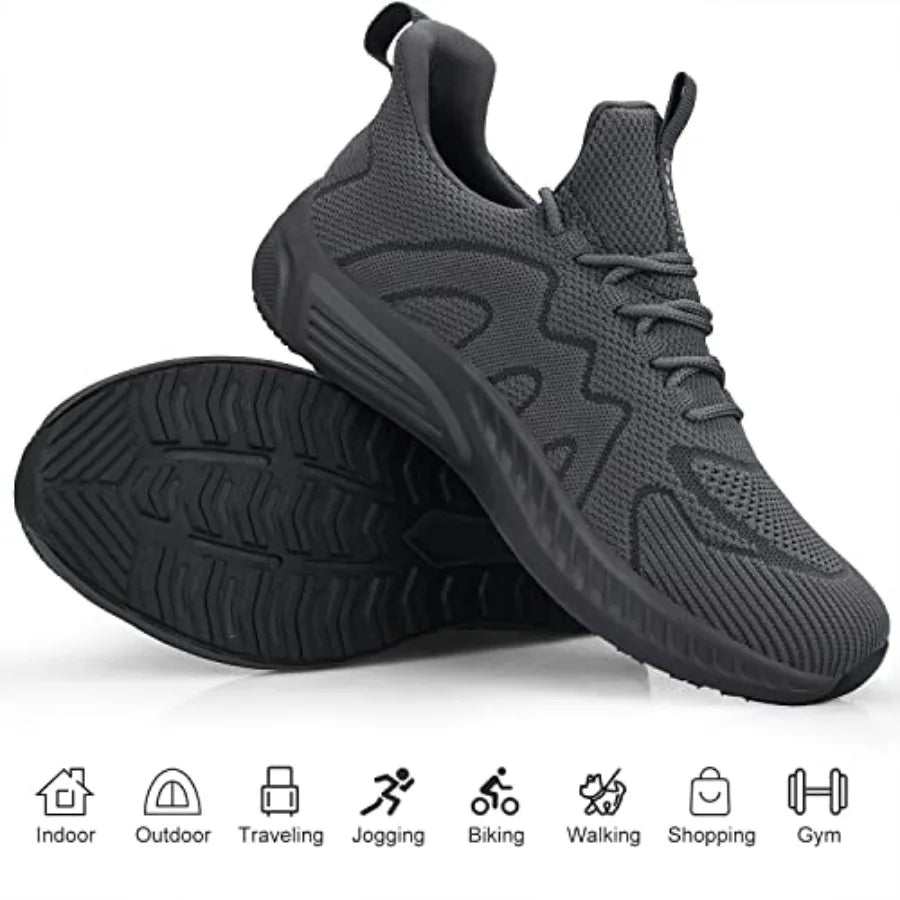 Mens Non Slip Walking Sneakers Breathable Lightweight Slip On Shoes