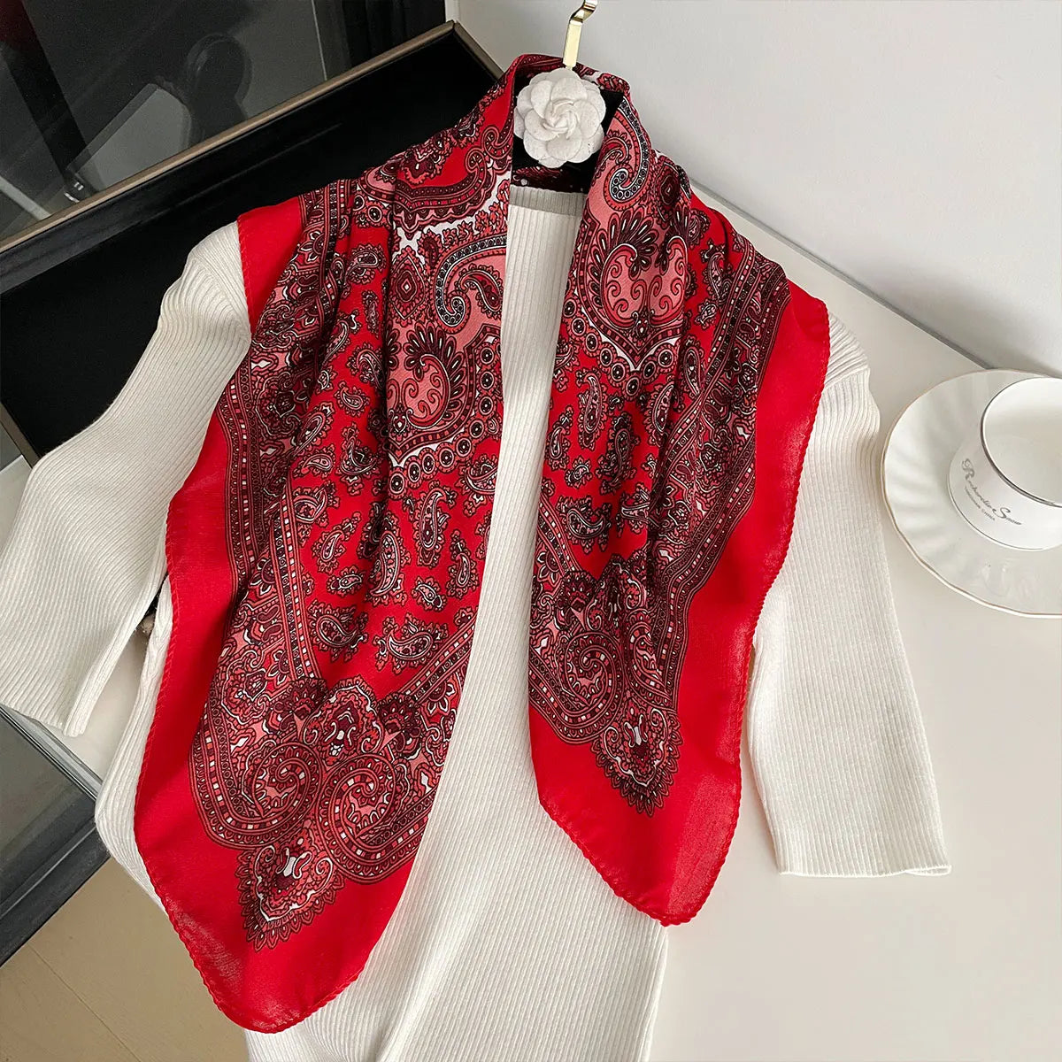 Scarf Paisley Print Square Shawl