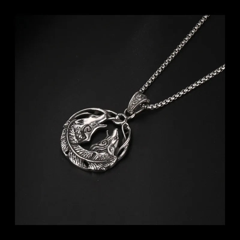 Wolf Pendant Necklace Titanium Steel