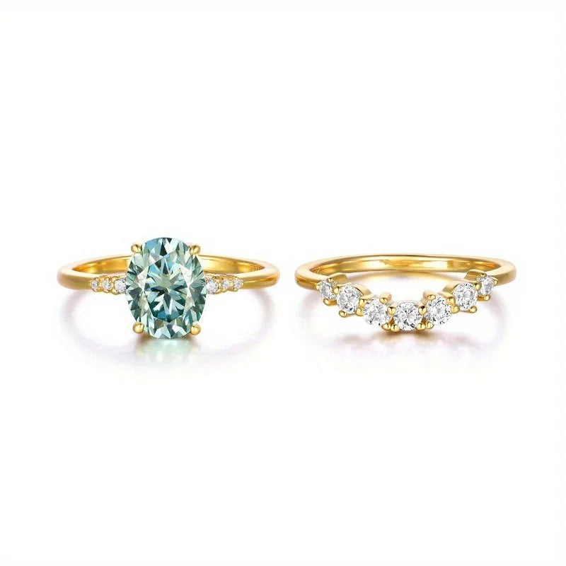 S925 Silver Moissanite Ring 18K Gold Plated