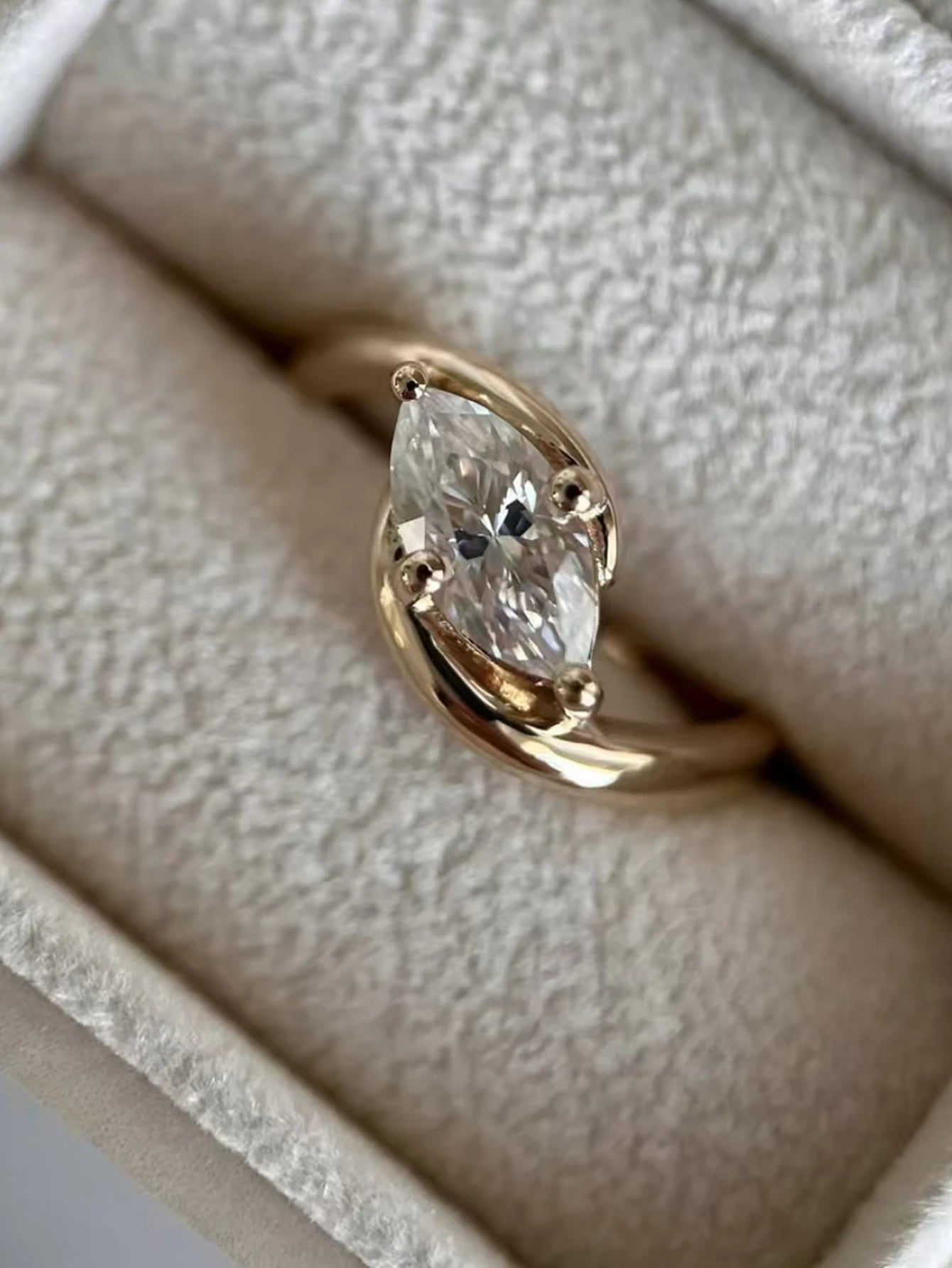 Sterling Silver Moissanite Ring S925 Marquise Jewelry Gift Idea