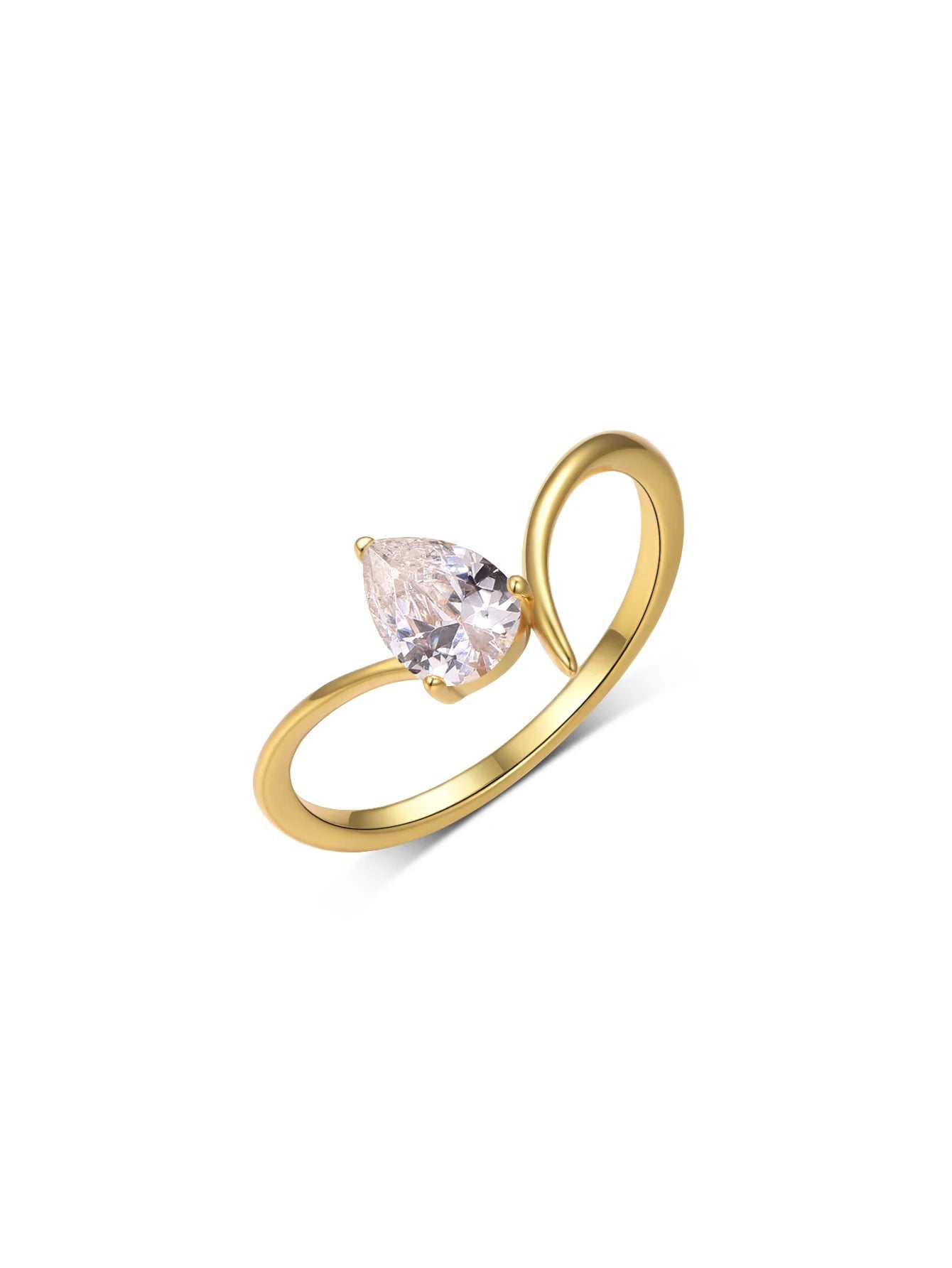 Sterling Silver Moissanite Teardrop Ring 0.8 Carat
