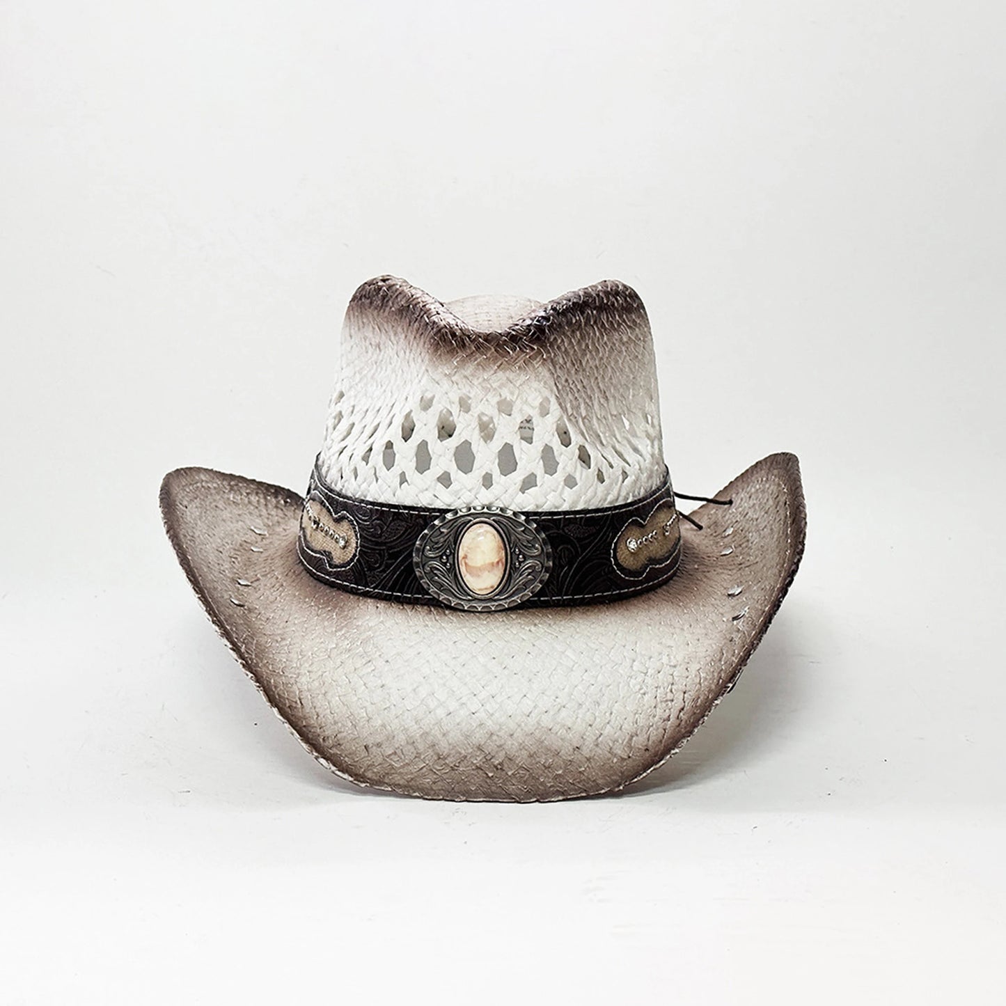 Straw Cowboy Hat With Concho Band