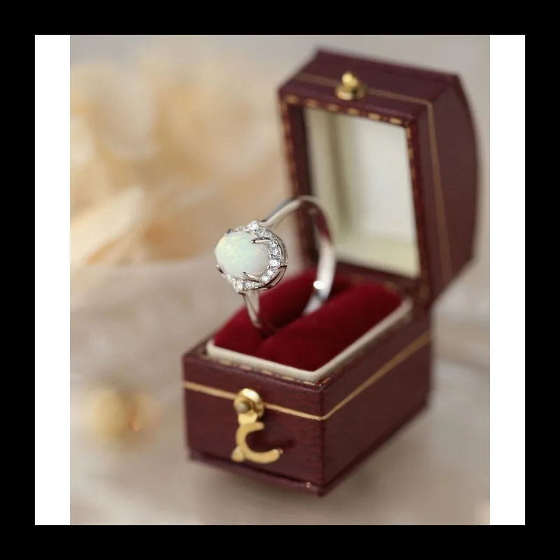 White Opal Water Drop Styling Ring