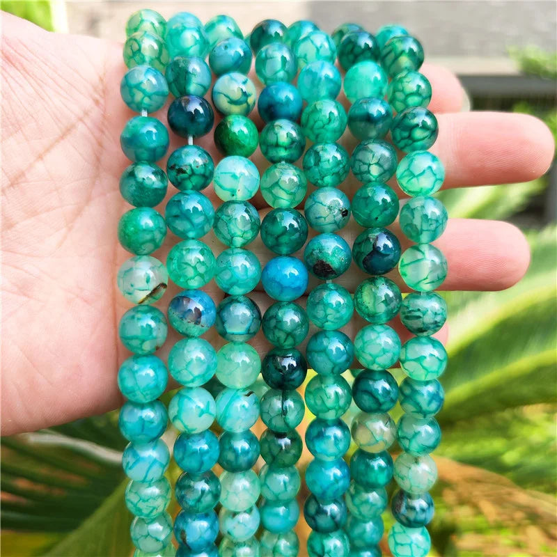 Dragon Agate Round Spacer Beads For Jewelry Making DIY