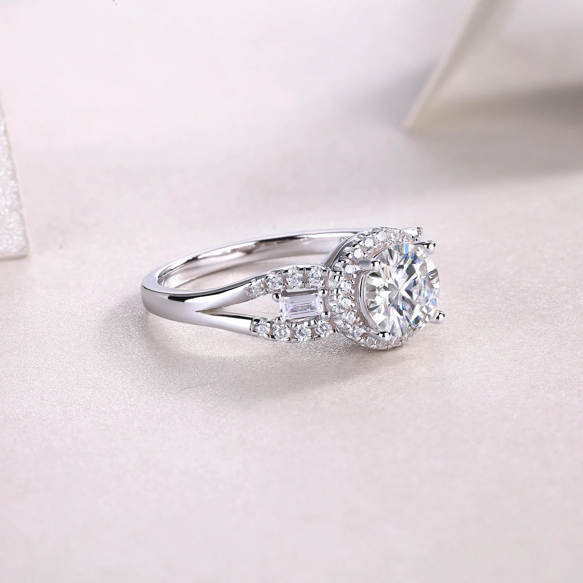 Moissanite Diamond Silver Band
