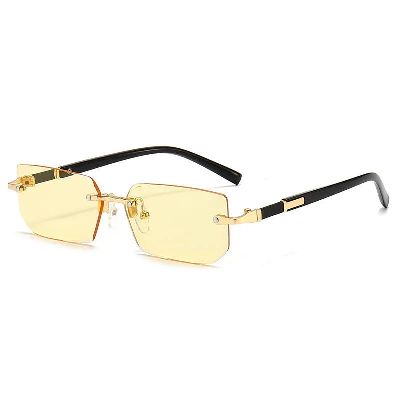 Sunglasses Frameless Diamond Shaped Leopard UV400 Small Frame
