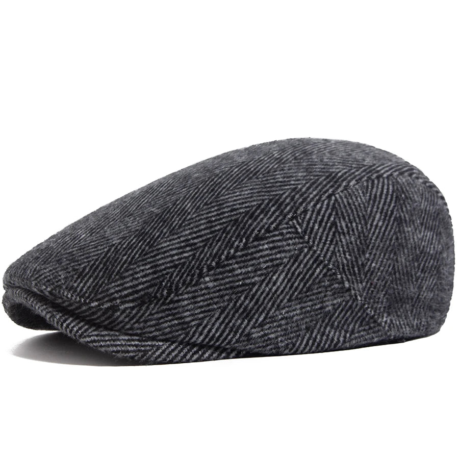 Beret Herringbone Newsboy Cap Adjustable