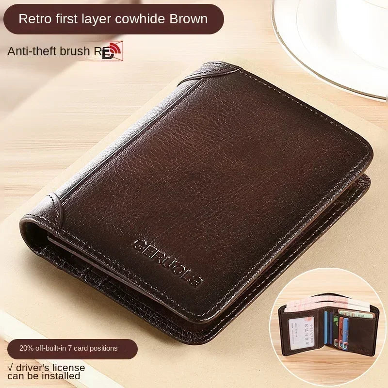 Genuine Leather RFID Blocking Trifold Wallet