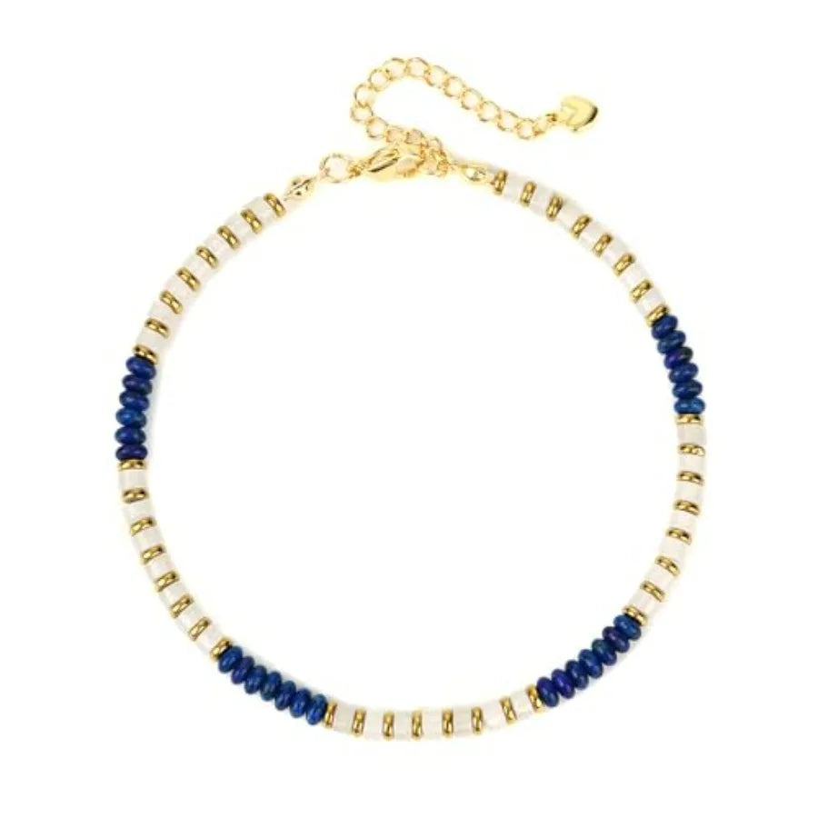 Natural Stone Beaded Anklets For Women Handmade Boho Turquoise Beads Jewelry