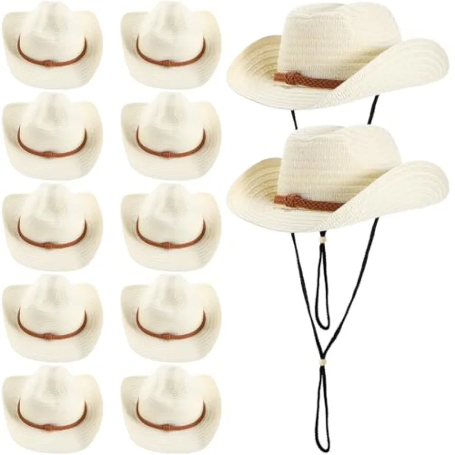 Straw Cowboy Hats for Women and Men Wide Brim