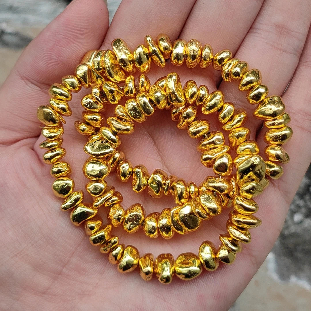 TANANTA Gold Plated Hematite Loose Spacer Beads for Jewelry Making