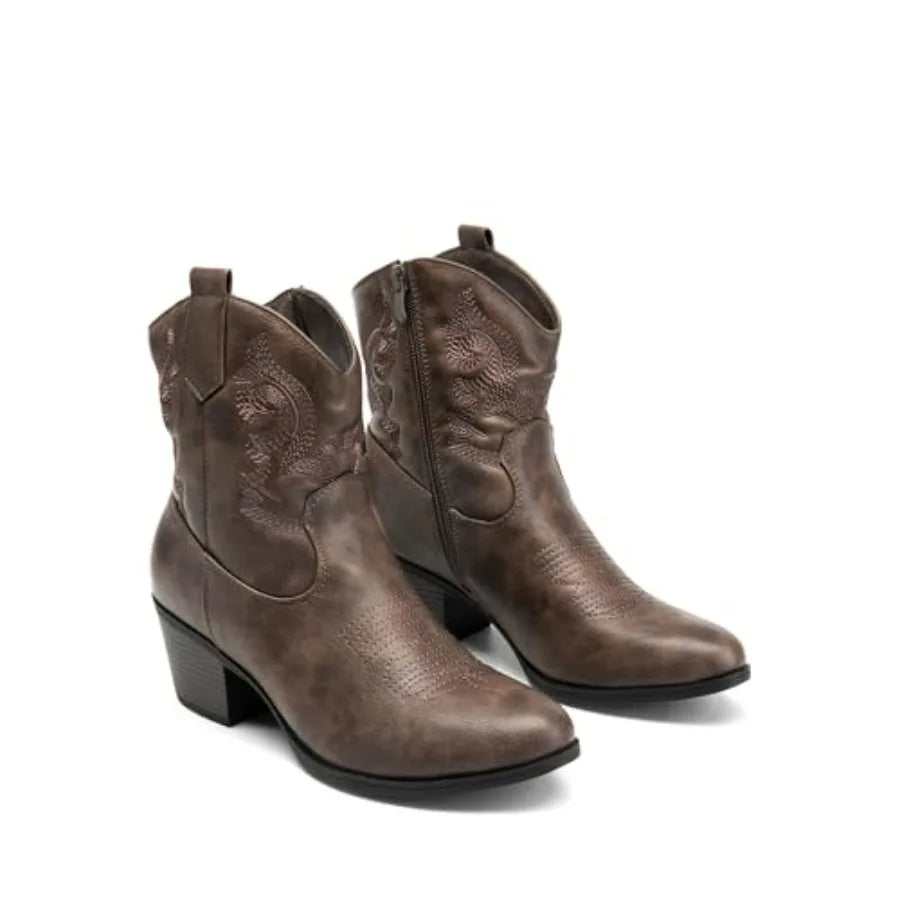 Women's Western Cowboy Embroided Ankle Boots