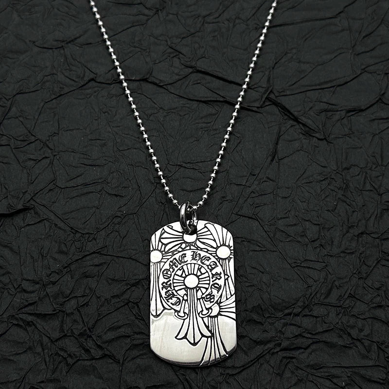 925 Sterling Silver Multi-cross Tag Necklace