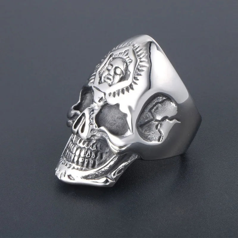 Titanium Skull Ring Double-Headed Face