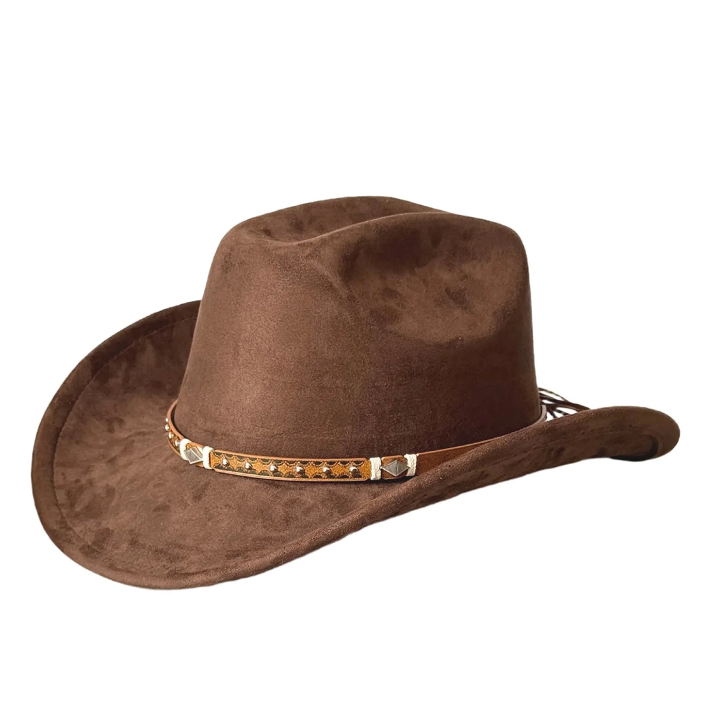 Cowboy Hat With Embellished Band Wide Brim
