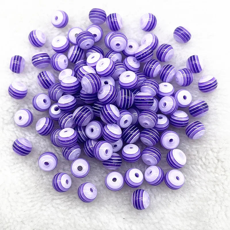Transparent Round Resin Beads Stripe Spacer Beads For Jewelry Making