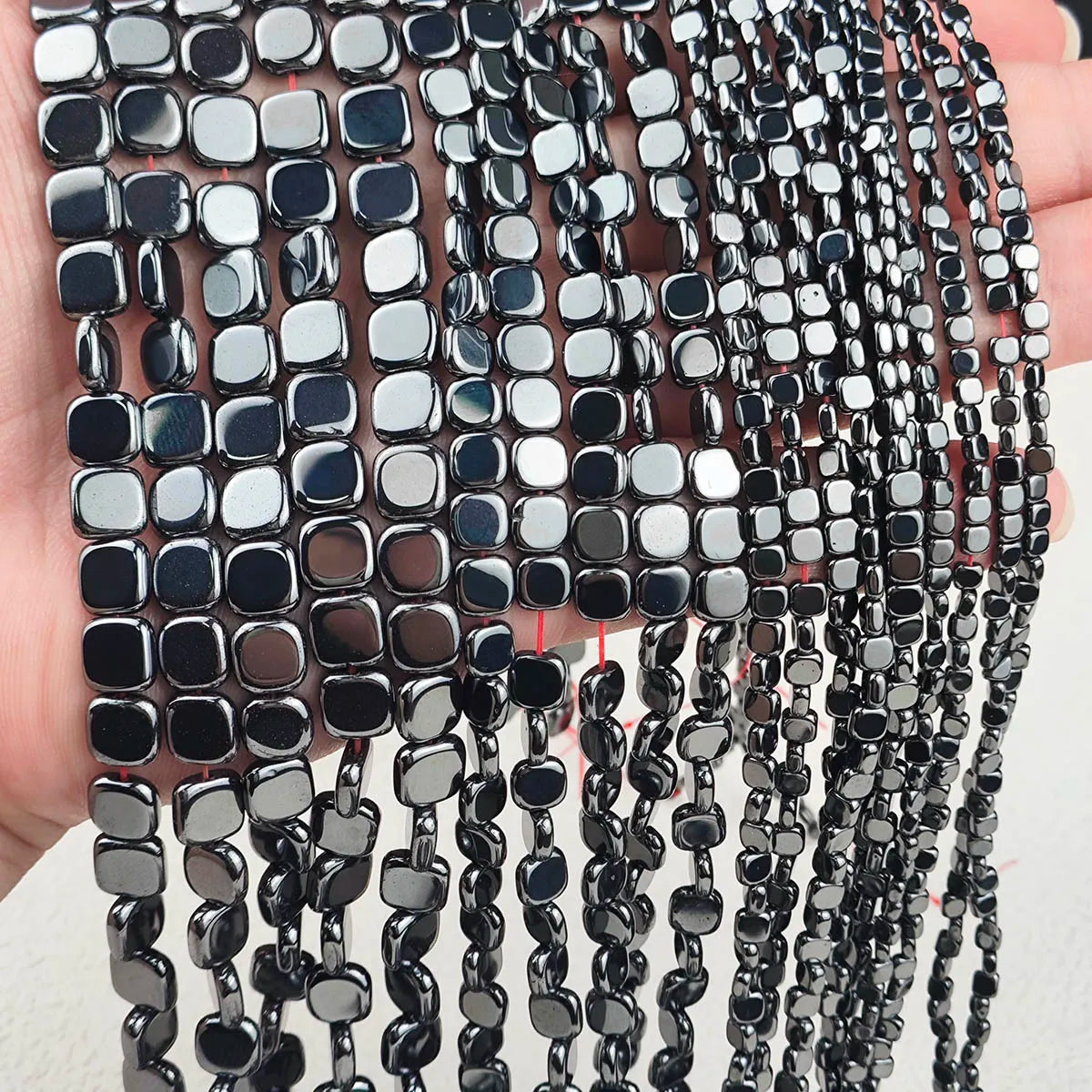 JHNBY Natural Hematite Square Bead Spacer For Jewelry Making