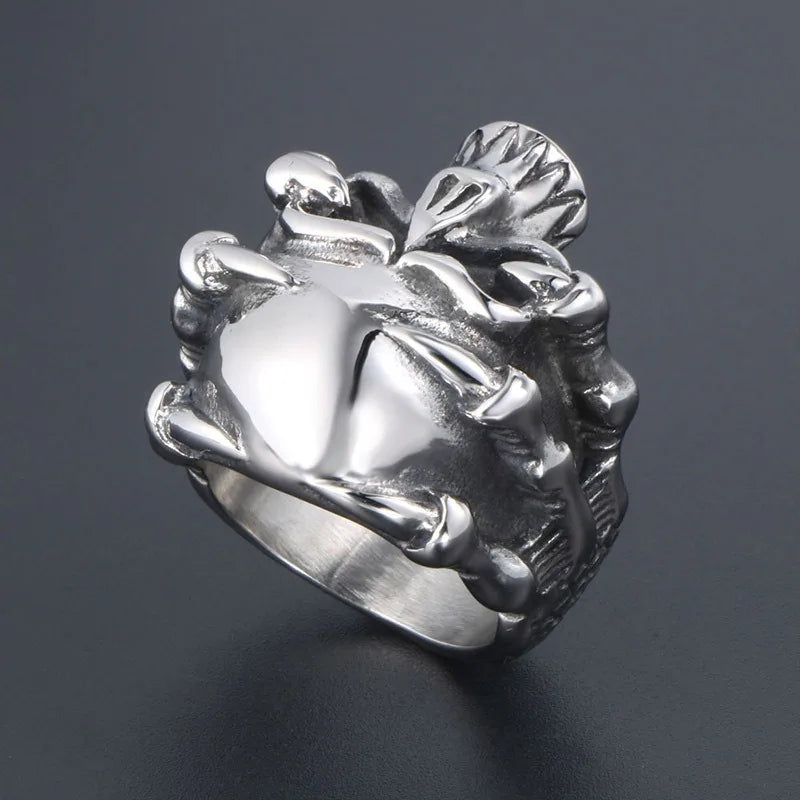 Skull Ring Titanium Steel Dragon Claw