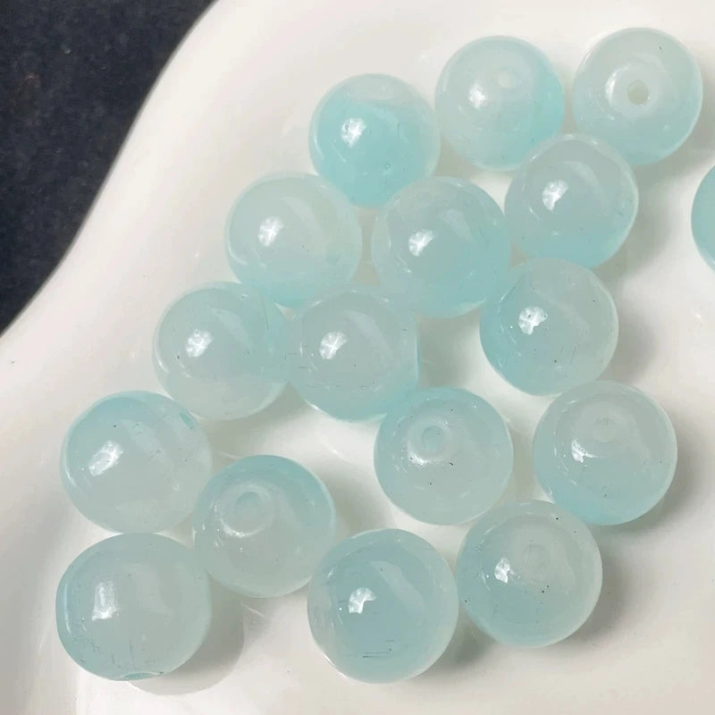 50pcs 8/10mm Dual Color Glass Round Loose Spacer Beads for Handmade Jewelry and Accessories