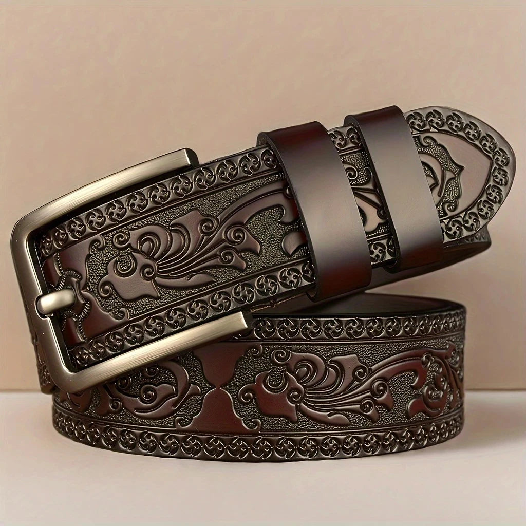 Leather Western Style Belt Alloy Buckle