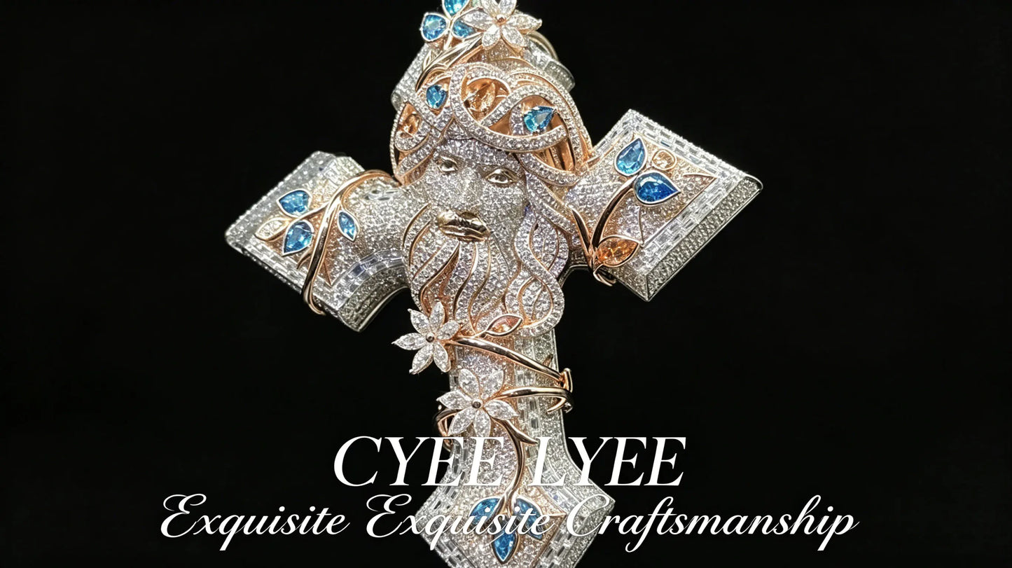 Necklace 925 Silver Cross Moissanite Pendant