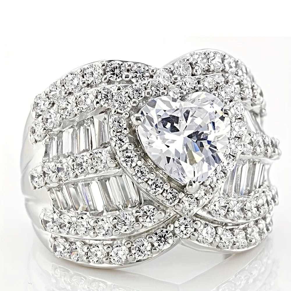 925 Sterling Silver Zircon Ring Fine Jewelry