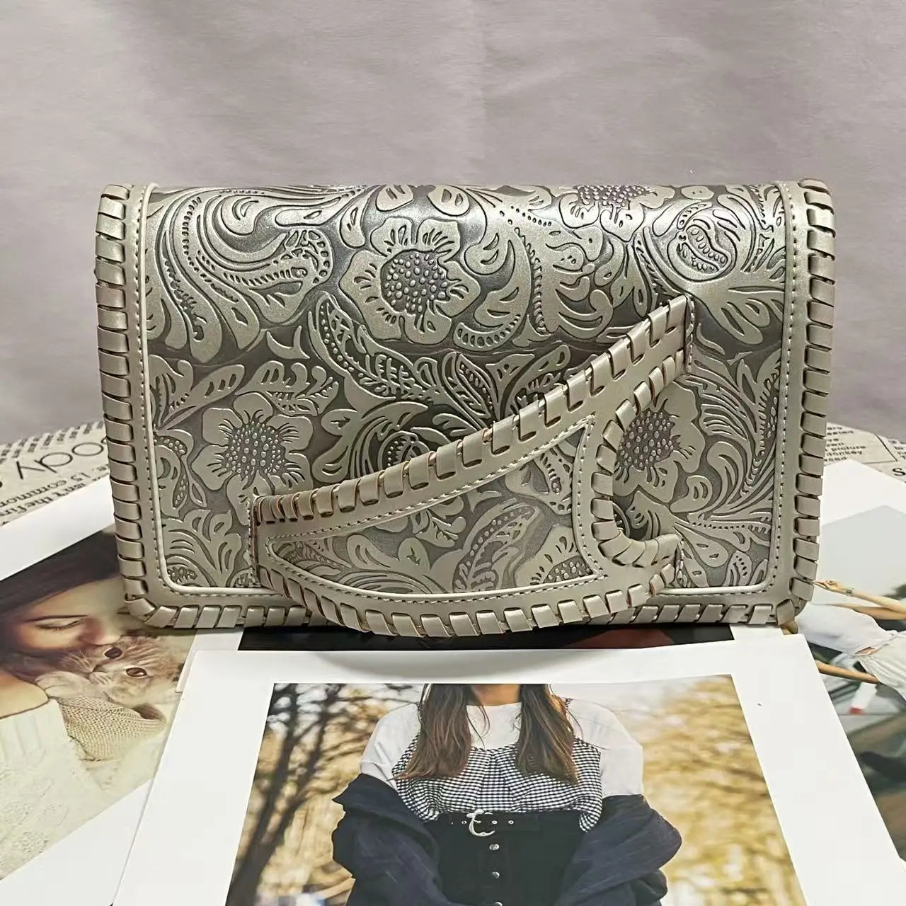 Handbag Leather Flexible compact