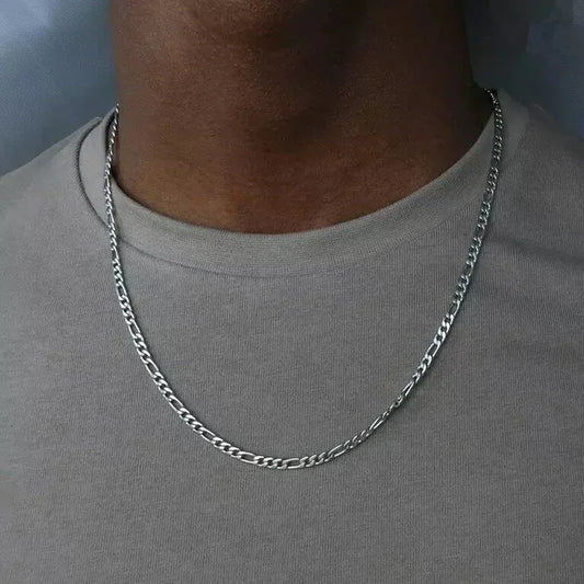 NONECN Sterling Silver Figaro Chain Necklace For Men Women