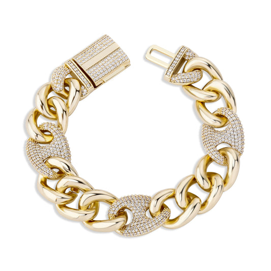 TOPGRILLZ Box Buckle Miami Cuban Chain Iced Cubic Zirconia Bracelet