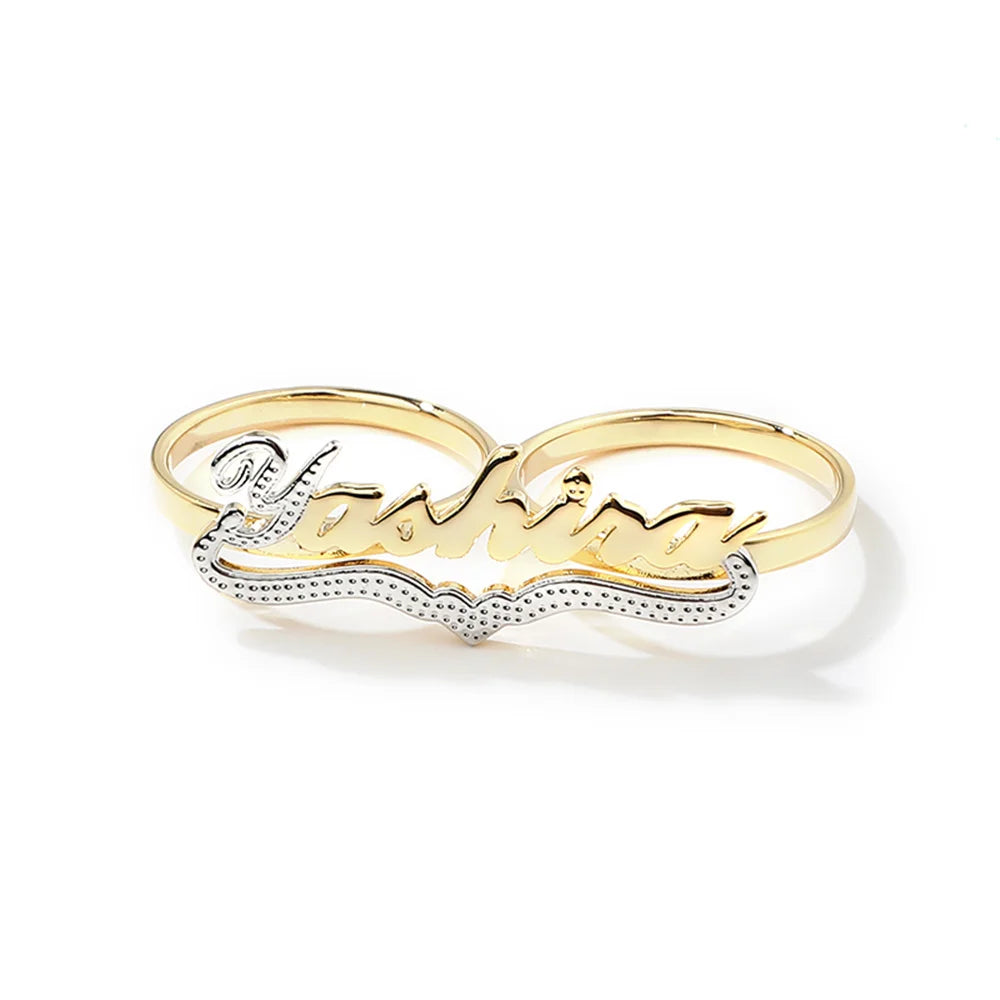 3UMeter Unisex Letter Name Ring With Heart Engraving Nameplate
