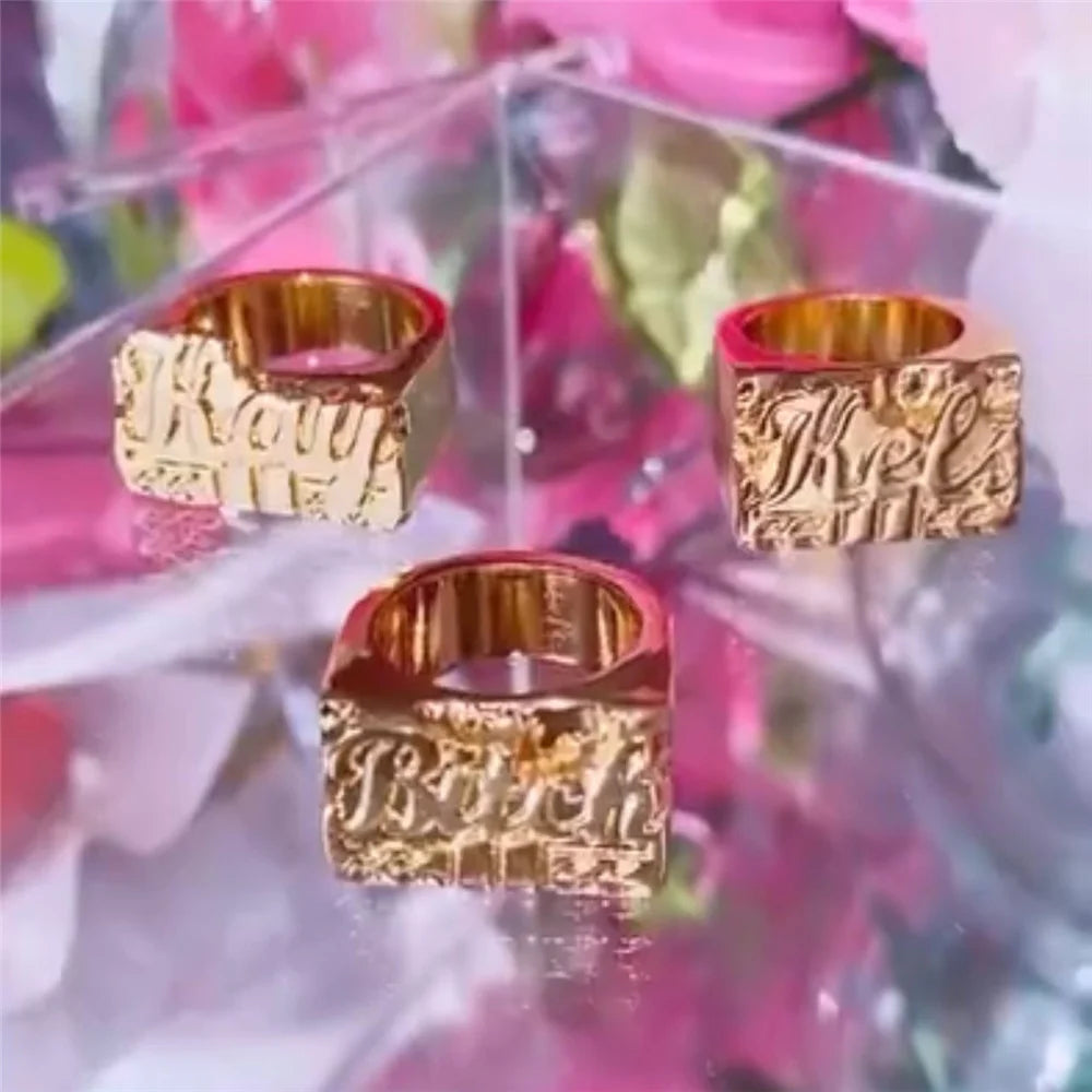 Ring Double Layer Custom Letter Jewelry