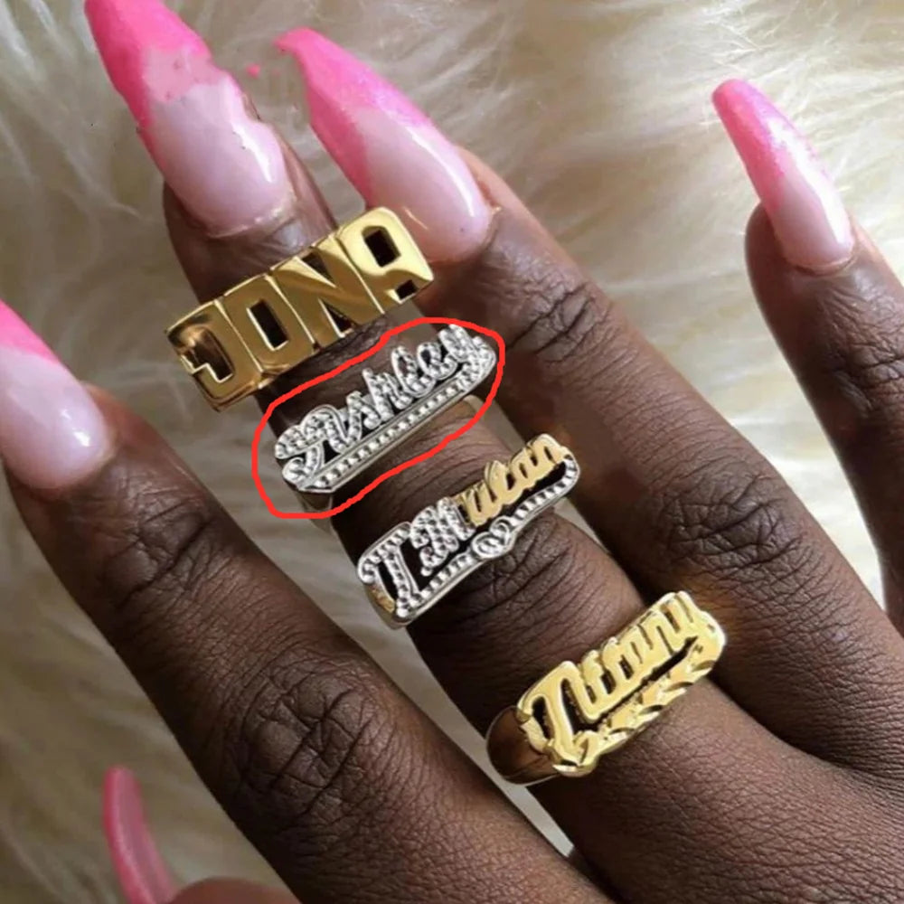 Ring Double Layer Custom Letter Jewelry