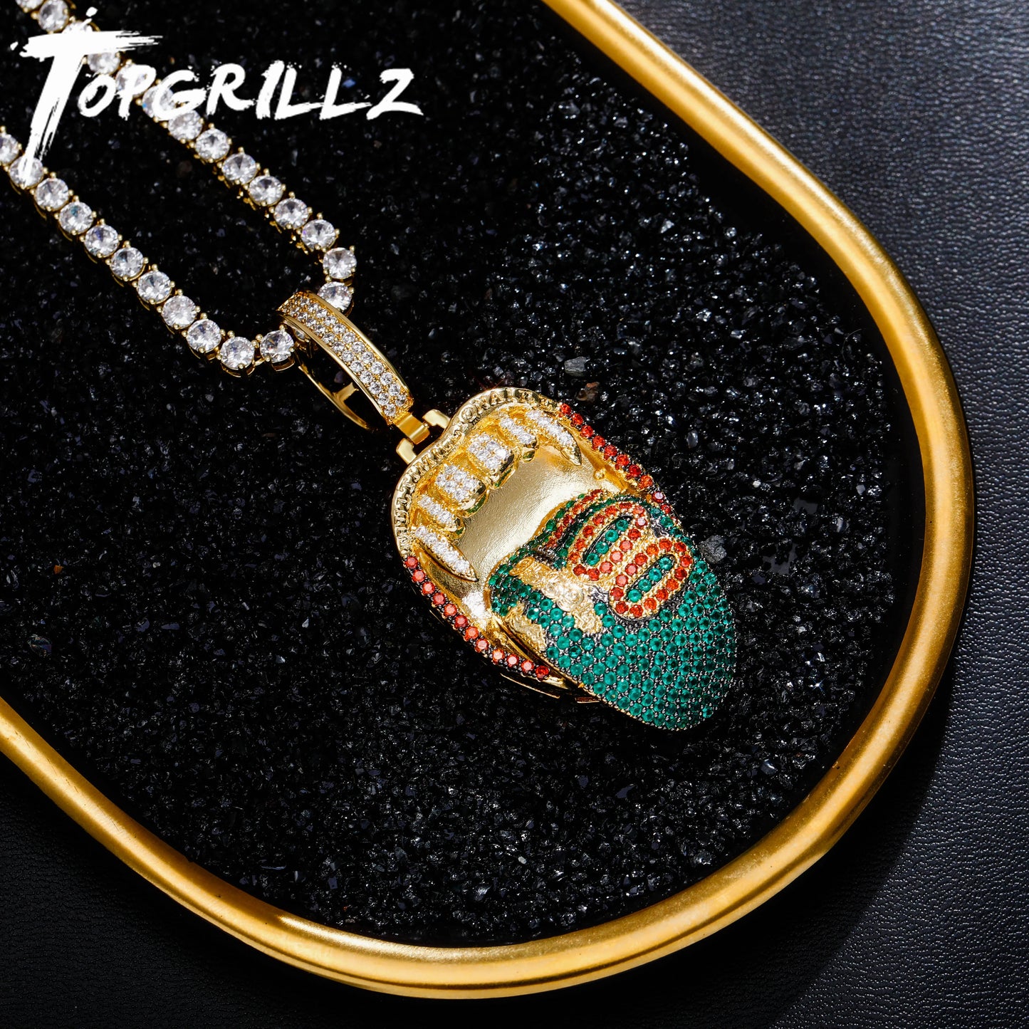 TOPGRILLZ Mens Virgin Mary Hip Hop Pendant Cubic Zirconia