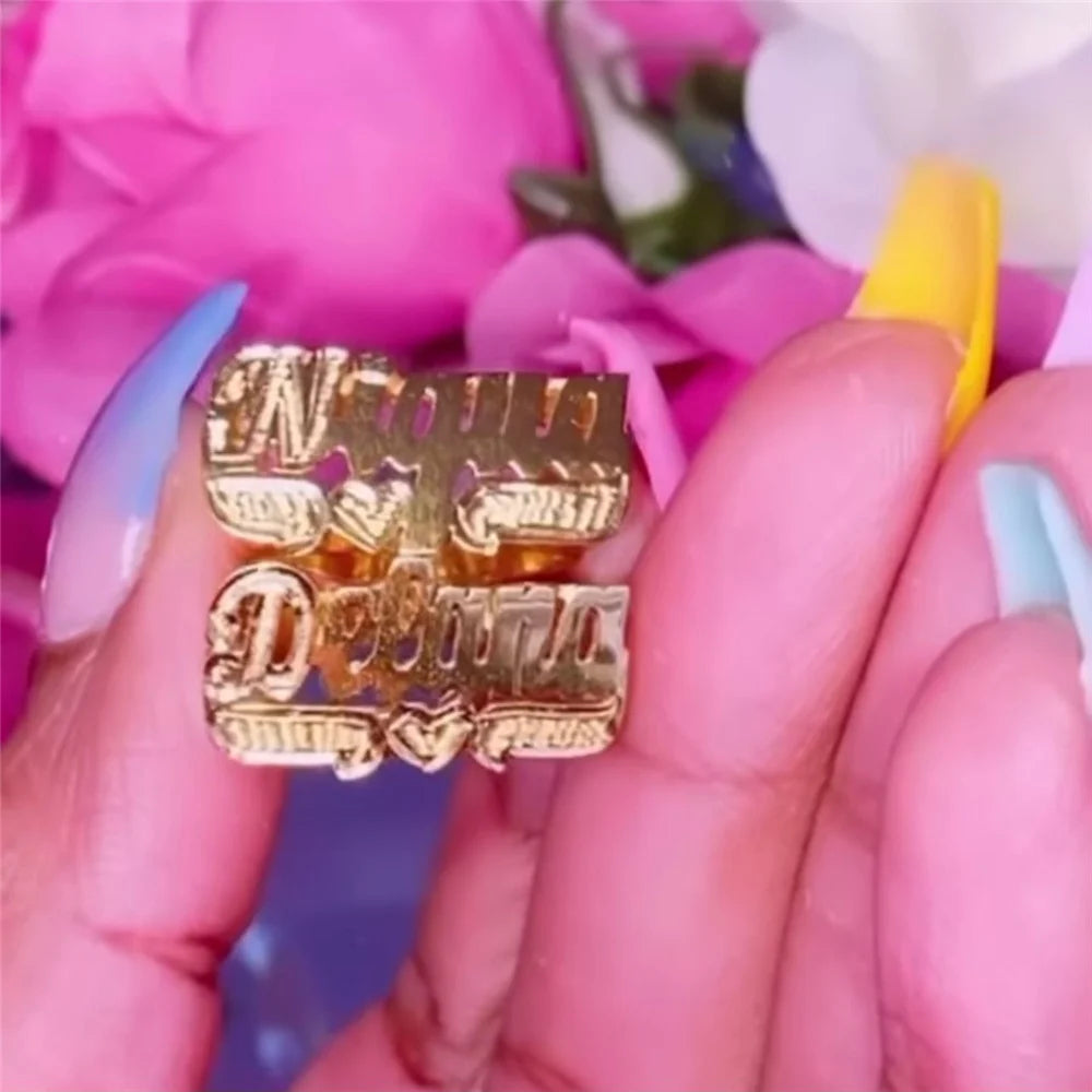 Ring Double Layer Custom Letter Jewelry
