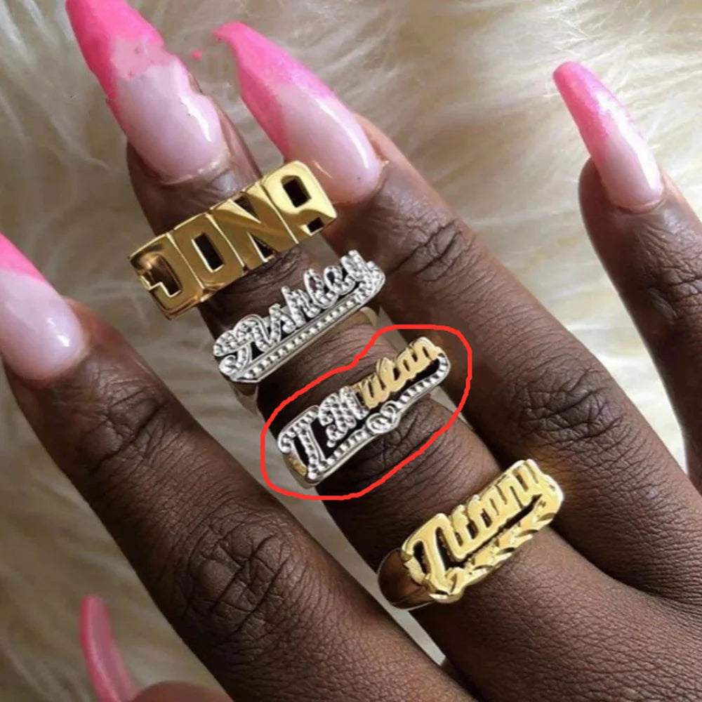 Ring Double Layer Custom Letter Jewelry