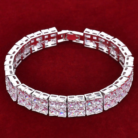 Aokaishen Baguette Tennis Bracelet Iced Out Men Gold Plated Jewelry