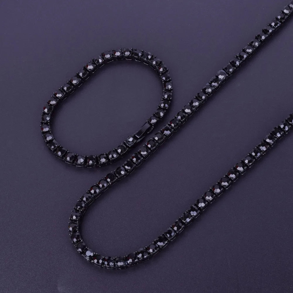 Necklace  1 Row 5mm Tennis Necklace And Bracelet Set Gold Plated