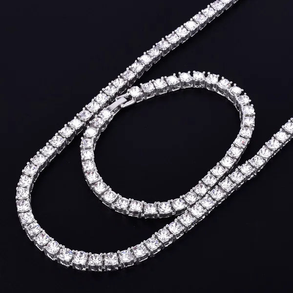 Necklace  1 Row 5mm Tennis Necklace And Bracelet Set Gold Plated