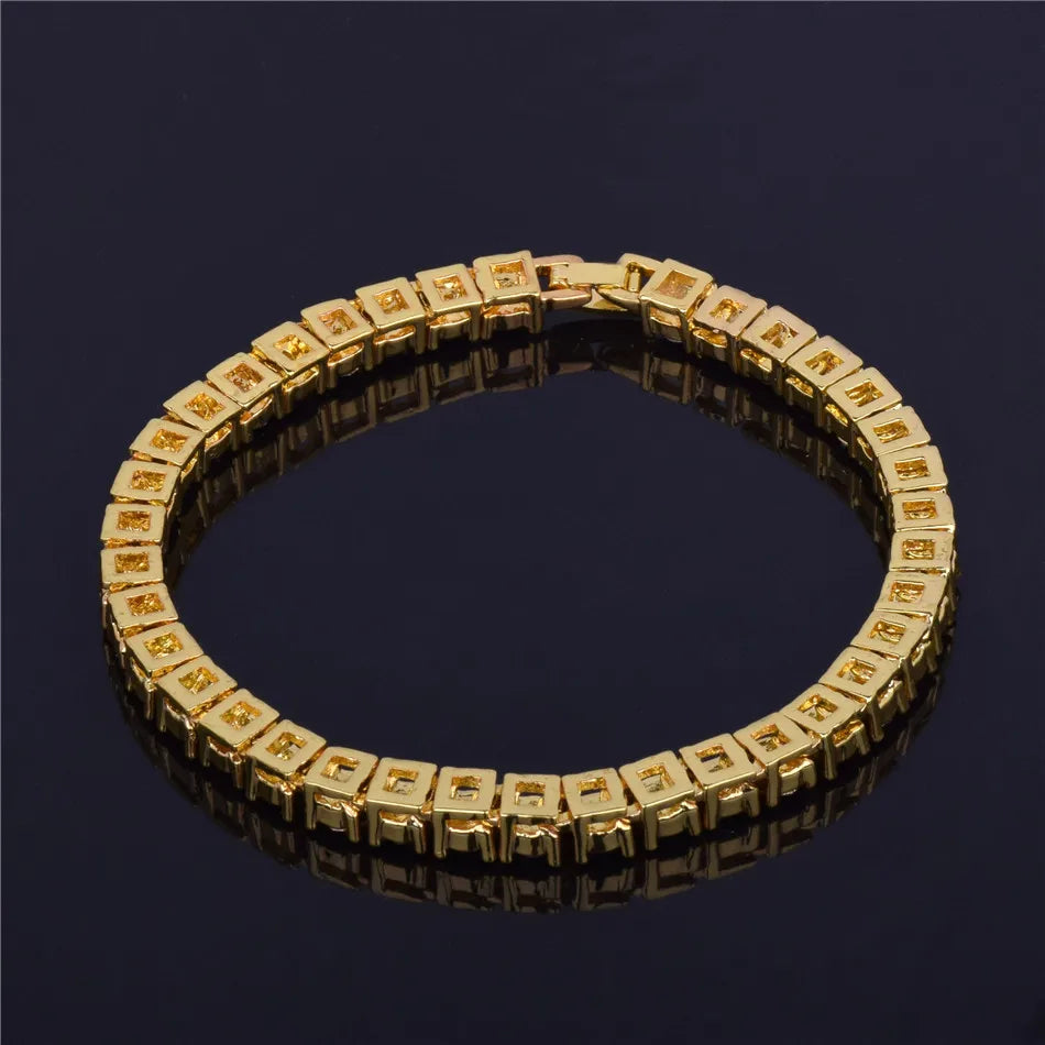 Necklace  1 Row 5mm Tennis Necklace And Bracelet Set Gold Plated