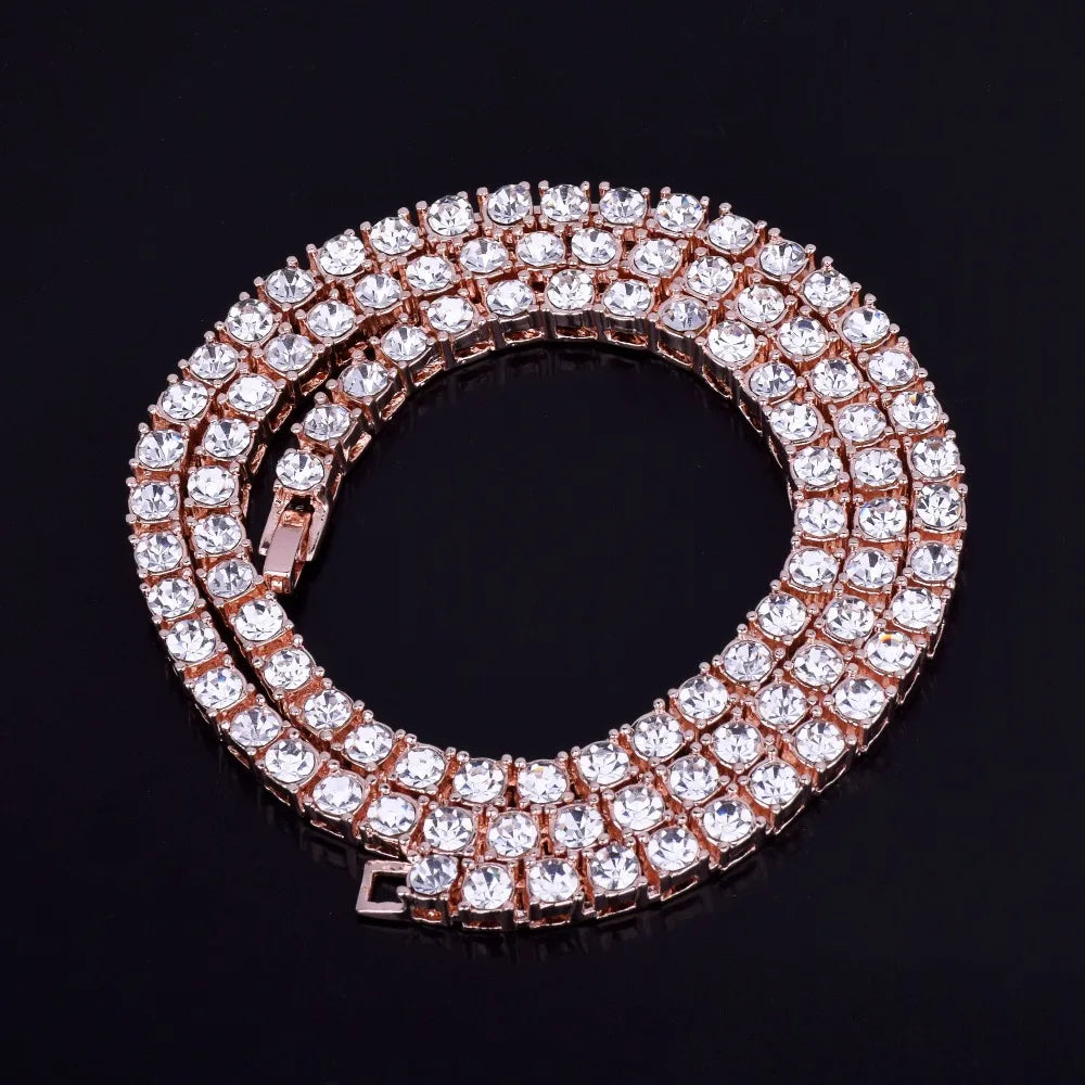 Necklace  1 Row 5mm Tennis Necklace And Bracelet Set Gold Plated