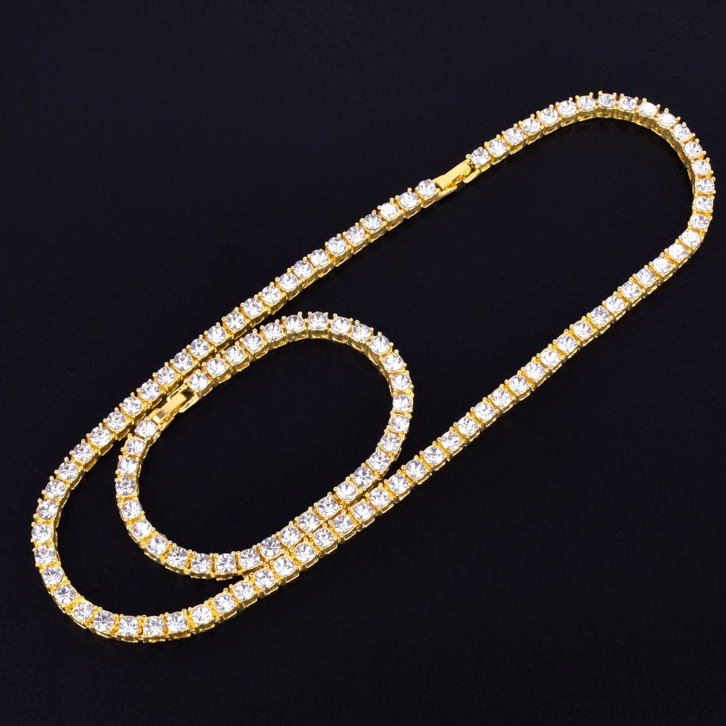 Necklace  1 Row 5mm Tennis Necklace And Bracelet Set Gold Plated